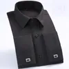 Camisas casuais masculinas Cuffs franceses de alta qualidade vestem os abotoaduras masculinas de mangas compridas masculinas, incluindo grandes dimensões 230408