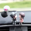 Interior Decorations Cute toon Couples Decoration Romantic Figurines Balloon Lovers Anime Car Accessories Ornament Birthday Gift AA230407