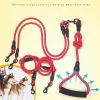 Nylon Double Leashes Detachable Pet Lead Climbing Foam Cotton Handle 1 Leash for 2 or 3 or 4 Dogs Small Dog Retraction Rope 201126 ZZ