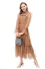 Women's Runway Dresses Stand Collar Long Sleeves Beaded Polka Dots Layered Fashion Vestidos