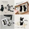 Designers Design Wave Point Toddlers Baby High Quality New Boys Girls Fashion Big Children Breathable Cotton Socks Black And White Striped Kids Mid-tube Socks
