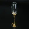 Бокалы для вина 2 шт. Набор Свадебные хрустальные бокалы для шампанского Золотая металлическая подставка Флейты Бокалы для вина Бокалы для вечеринок Любители подарков на день Святого Валентина 200 мл 231107