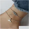 anklets 2pcs/set女性用人魚の尾のペンダントボーホンパーソナリティチャームヨガアンクルブレスレット友情mtilaye dhsfg