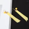 Stud -oorbellen 2023 Uniek ontwerp Lovely Lattice Ribbon Sweety Love Heart Tassel Earring Pendientes Brincos voor meisjescadeaus Groothandel