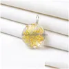 Charms Trendy Handmade Dried Flowers Pendant Sier Charm For Necklace Diy Highgrade Colorf Glass Hoop Accessories Jewelry 0T