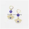 Hoop & Huggie Wholesale Evil Eye Protection Earrings Hie Rhinestone Drop Hoop Valentine Day Mother Gift Drop Delivery Jewelry Earrings Dhuz1