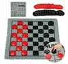 Giant Checkers Board -spelset, 3 in 1 tic tac teen bord concepten omkeerbaar vloerkleedspel voor kinderen volwassenen, grote checker vloerspelmat, binnen- en buitentuinspellen