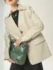 Damen-Leder-Damenmantel für Frühling und Herbst, die erste Schicht, Schaffell-Anzug, modische kragenlose Jacke