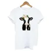 여자 티셔츠 여름 패션 티 셔츠 femme funny cow와 함께 꽃 동물 애호가 농장 t 여자 탑 배달 의류 여자 클로 dhkh5