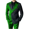 Herrenanzüge Neueste Patchwork Männer Nadelstreifen Slim Fit 2 Stück Smoking Terno Masculino Prom Hochzeit Bräutigam Maßgeschneiderte männliche Blazer