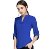 Blouses pour femmes mode chemises à col en v femmes élégantes à manches longues en mousseline de soie chemise bureau dames grande taille Blouse travail hauts Blusa S-5XL