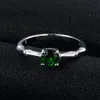 Кластерные кольца Уникальный Desgin Natural Chrome Diopside Gemstone 925 Серебряное кольцо стерлингового кольца Bamboo Form