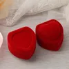 Pudełka biżuterii 24PCS Red Velvet Heart Ring Box Pudełka biżuterii Pokaz Pole podarunkowane