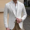 Men's Suits Linen Men Italian Blazer Luxury Stylish Hombre Chaqueta Wedding Groom Formal Social Club Outfits Jacket
