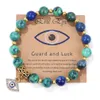 Charm Bracelets Lucky Turkish Blue Evil Eye Card 8Mm Fluorite Sodalite Stone Beads Handmade Elasticity Bracelet For Men Wome Dhgarden Dhfak