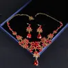 Autres ensembles de bijoux Baroque Vintage Or Couleur Cristal Rouge Diadèmes De Mariée Couronne Collier Ras Du Cou Boucles D'oreilles Accessoires De Mariage 230407