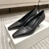 The Row Shoes Heels Marke High Shoes Women's Designer klassischem Fashion Spoted Toe Office Karriereparty Schwarze Nacktleder Pigalle Dinnerschuhe Größe 35-40 ZVCF 2024