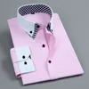 Mäns casual skjortor Herrarna Långärmad klänning med järnfritt dubbellager Business Formal Fit Camisa Fashionabla White Blue Social Shirt på Office 230408