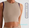 Type de gilet de sport de plein air Femme Nude Yoga Tenues Soutien-gorge Débardeurs Costume avec coussinet de poitrine Col haut Contraste Couleur Fiess Chemise Vêtements de sport