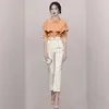 Women's Two Piece Pants Runway Design Fashion Suit Women Autumn Temperament Celebrity Versatile Ruffle Blouse Shirt High Waist Pencil 2 Set