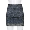 Röcke Sommer Sheer Lace Rock Sexy Frauen Gothic Y2K Punk Style Mini Ästhetisch Vintage 90er Streetwear Goth Party Casual