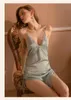 Indumenti da notte da donna Gonna con reggicalze in seta imitazione Pigiama sexy per la casa Camicia da notte da donna Lingerie ultrasottile