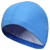 Zwemkappen Mannelijke vrouwelijke volwassenen één maat PU massief waterdichte oorbeveiliging Lange haar Zwembad Cabine Comfortabele hoed Blanco Bathing Cap P230418