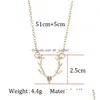 Pendant Necklaces New Arrival Cute Deer Antler Necklace 3 Color Elk Reindeer For Women Girls Small Gift Fashion Jewe Dhnts