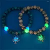 Bracelet de Yoga à brins de Yoga, énergie Turquoise brillant, Lotus multicolore Fluorescent, accessoires tendance pour hommes et femmes, élastique