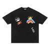 Ins American Fashion Brand LSD Gossip Lightning Sun Rainbow Foam Print Washable Old Men's Loose Short Sleeve T-shirt