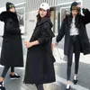 Kadınlar Kış Kış Polar Ceket Kadınlar Kapşonlu Büyük Kürk Yaka Uzun Katlı Kadın Moda Sıcak Kalın Kore Parkas Mujer Kar Aıyısı Takım Giyim