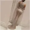 Arts et artisanat robes de bal élégantes perles fendues appliquées col haut sirène paillettes soirée 2021 image réelle longues robes formelles Dro Dhuru
