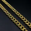 Real S Sterling Sier 9K 10K 14K Halsband 8mm till 18 mm Smooth Solid Gold Miami Cuban Link Chain