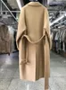 Women's Wool Blends Lanmrem Camel dubbelsidig ullrock för kvinnor koreanska mode lösa stylbälte rockar vinterkläder high end 2DA1958 231108