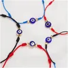 Urok bransoletki Turkish Lucky Evil Eye Bracelets dla kobiet 6pcs/zestaw ręcznie robiony pleciony czerwony czarny lina 7 węzłów biżuteria friendsh dhgarden dhpav