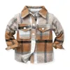 Coat Top och Top Spring Autumn Kids Boys Girls Casual Jacket Coats Long Sleeve Buttons Down Plaid Tops Toddler Outerwear 231108