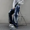 Men's Jeans Spting tie dye jeans men's high street straight denim pants men's loose fashion trend jeans men's wide leg BF clothing 230407