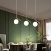 Lamps Nordic Glass Ball Pendant Lights Modern Metal Iron E14 Round Rod Hanging Lamp Gold/Black/ For Living Room Cafe Kitchen Lighting AA230407