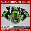 Body Kit für SUZUKI SRAD GSXR 750 600 CC GSXR600 GSXR750 1996-2000 168No.4 GSX-R750 GSXR-600 1996 1997 1998 1999 2000 600CC 750CC 96 97 98 99 00 MOTO Verkleidung grün schwarz