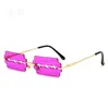 Vintage Randlose Brille Hohle Steampunk-Sonnenbrille für Herren Luxus-Designer-Brillen Rasierklingenform Damen-Sonnenbrille