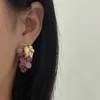 Ohrhänger im französischen Pastoral-Stil, einzigartiges Design, schweres Kupfer, vergoldet, Stereo, lila Traube, einzelner Ohrring