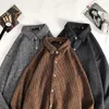 Vestes pour hommes ample grande chemise en Tweed printemps tendance à manches longues décontracté Harajuku Style Antique haut Hiphop la liste