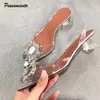 Sandals Summer Women pumps Transparent Crystal Triangle heeled office lady Shoes High heels Party Wedding Woman 3445 230408