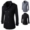 Herrjackor 2023 Autumn Men Boutique Black Grey Classic Solid Color Thick Warm Coats Men's Extra Long Trench Coat Male Jacketzln231108