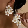 Brincos de garanhão Bohemian Dangle Feminino Romântico Três Camélia Flor Coreano para Mulheres Designer de Luxo Moda Jóias