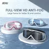 Óculos profissionais de óculos de natação homens homens adultos tampões para os ouvidos anti-fog hd grande moldura de armação de natação uv400 esportes aquáticos de mergulho Eyewear P230408