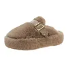 Pantoufles 2024 femmes hiver court en peluche coton pantoufles plate-forme appartements Slingback bottes nouvelle marque de créateur fourrure tongs décontracté dame Botas J231108