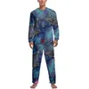 Mannen Nachtkleding Roze Blad Pyjama Lange Mouw Bladeren Print 2 Stuks Slaap Pyjama Sets Lente Mannen Gedrukt Kawaii Nachtkleding