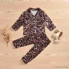 Пижамы для новорожденных, детские осенние пижамы, детский кардиган с длинными рукавами и леопардовым принтом, воротник стойка, домашняя одежда, костюм, детская одежда R231108