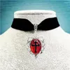 Choker Gothic Vampir Kreuz Kamee Charm für Frauen Mann Alt-Pagan Hexe Schmuck Accessoires Schwarz Rot Blut Vintage Samt Halskette